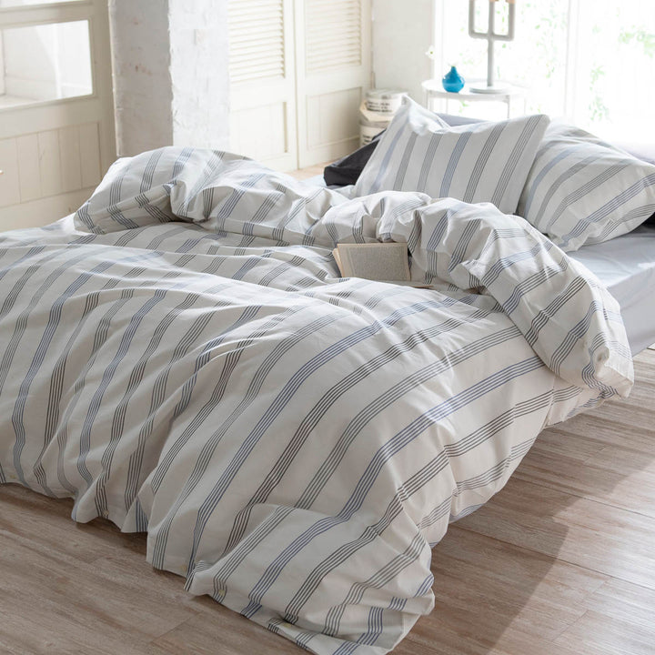 掛け布団カバー Fab the Home ダブル ウィッシュストライプ 綿100％ -15