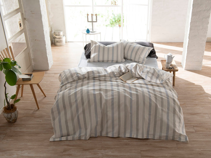 掛け布団カバー Fab the Home ダブル ウィッシュストライプ 綿100％ -7