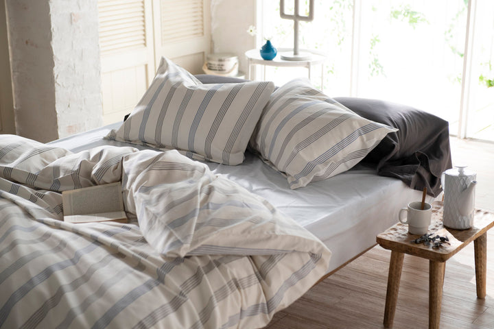 掛け布団カバー Fab the Home ダブル ウィッシュストライプ 綿100％ -8