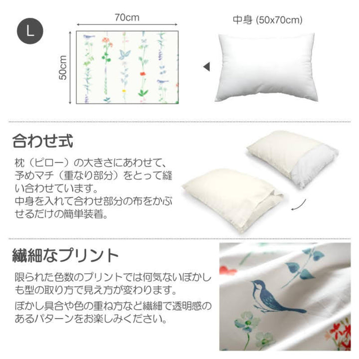 枕カバーFabtheHome50×70cm用フロリスト花柄綿100％