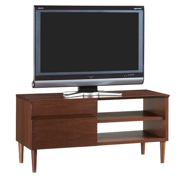 テレビ台 ローボード 引出し付き 突板仕上げ レトロモダン 幅97cm