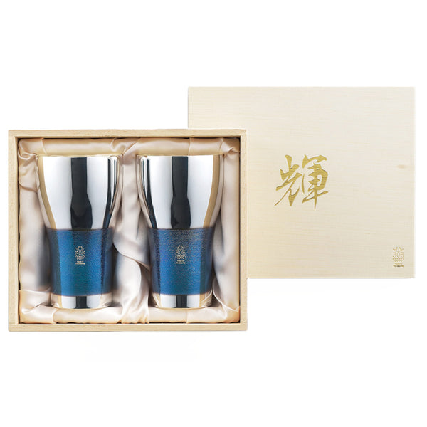 ビアタンブラー 440ml 2個入り 輝 純銅 銀めっき古美仕上げ