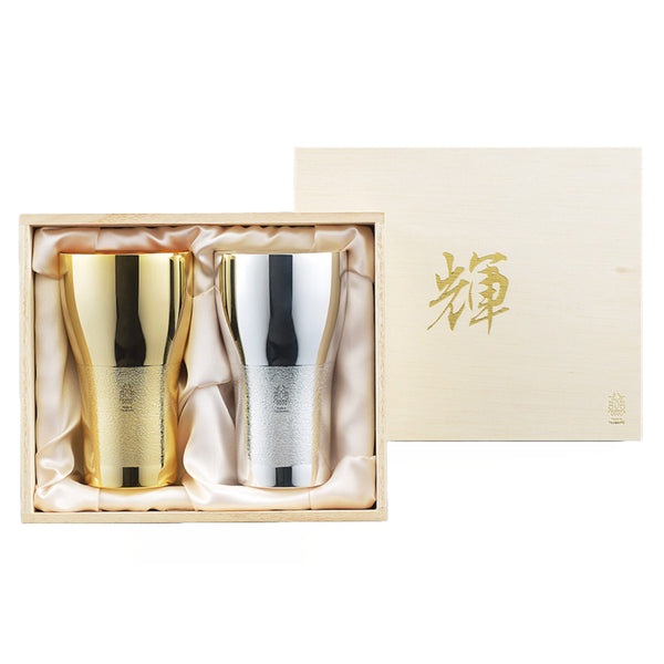ビアタンブラー 440ml 2個入り 輝 純銅 金めっき 銀めっき