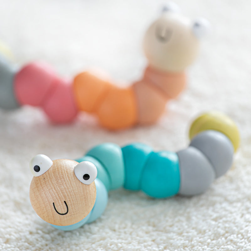 おもちゃ ベビー WIGGLY WORMS BLUE 木製 北欧 出産祝い