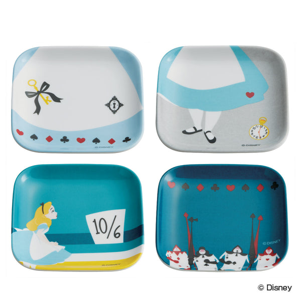 小皿 8cm 4枚入り 角皿 ふしぎの国のアリス プラスチック