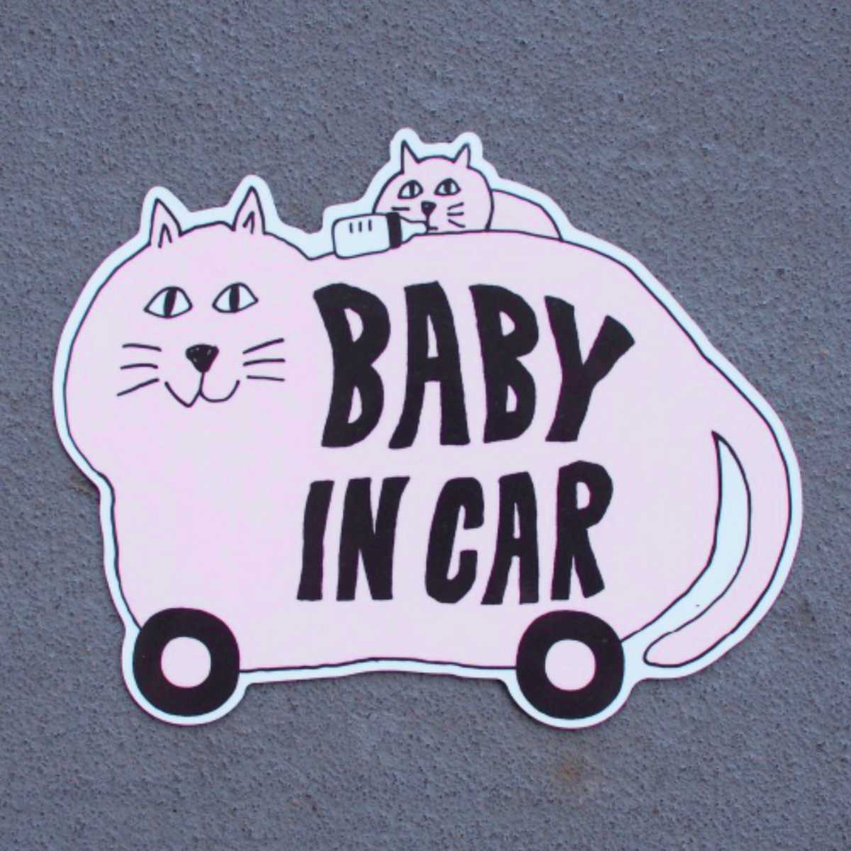 セーフティサイン Lien de famille Baby in car ねこちゃん