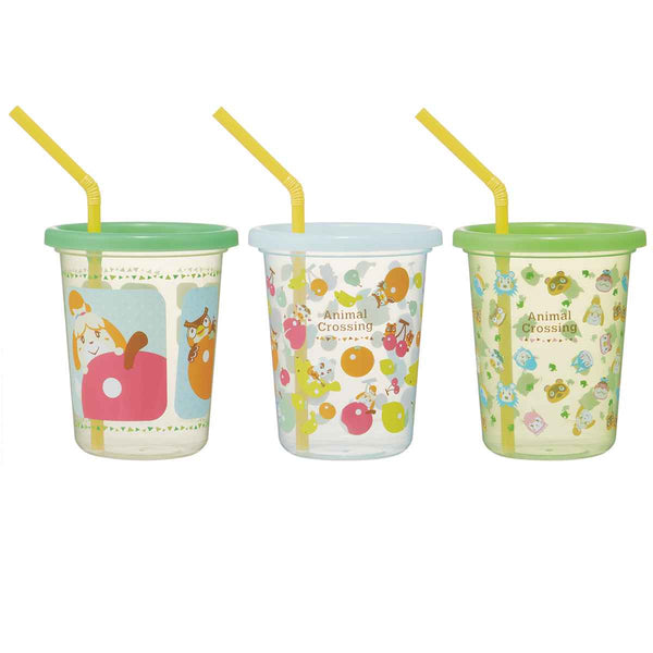 タンブラー ストロー付き 3個入り 320ml どうぶつの森 プラスチック