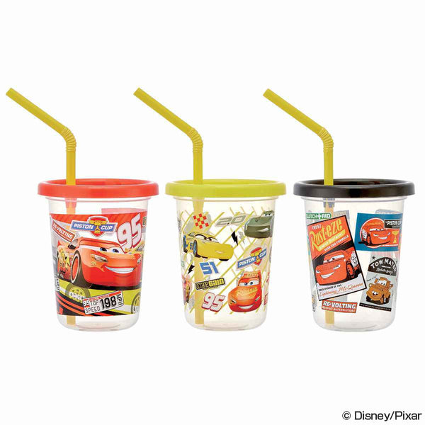 タンブラー ストロー付き 3個入り 230ml カーズ プラスチック