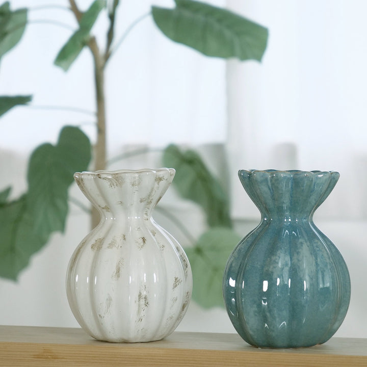 花瓶 セラミックベース 直径11×高さ15cm -7