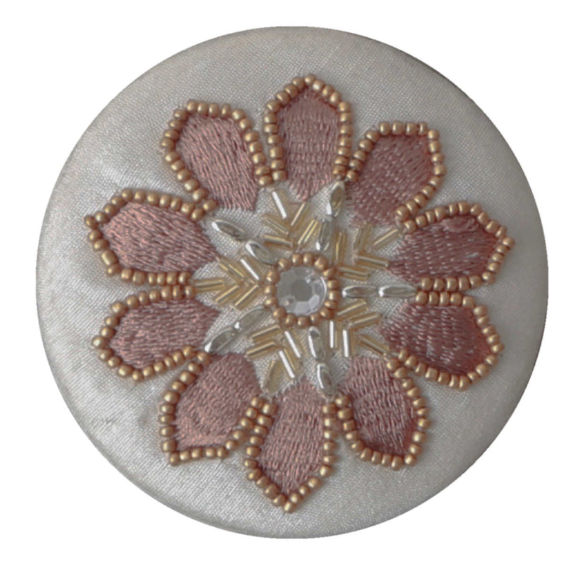 手鏡 ビーズ 刺繍ミラー 直径8cm コンパクト 花柄
