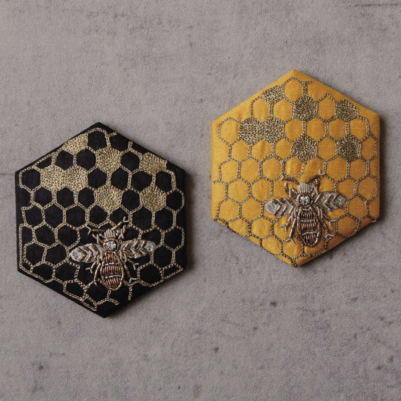 手鏡 ハニカム 刺繍ミラー コンパクト 蜂