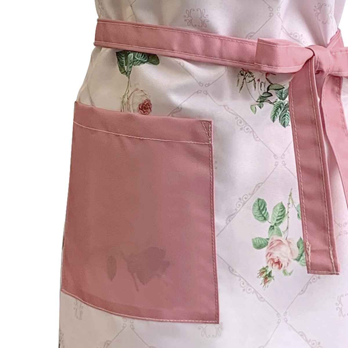 エプロン ポリエステル 100％ ポケット付き 花柄 チェリーローズ