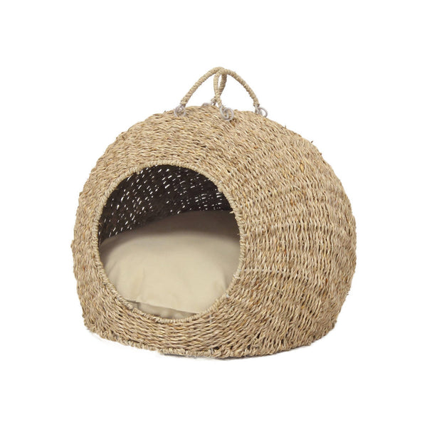 ペット用 ちぐら ウォーターヒヤシンス製 大 約幅40cm