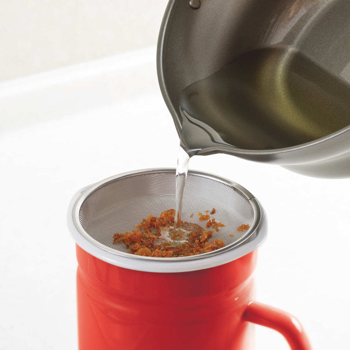 オイルポット 1L ピア・コローレ こし網付き ホーロー -4