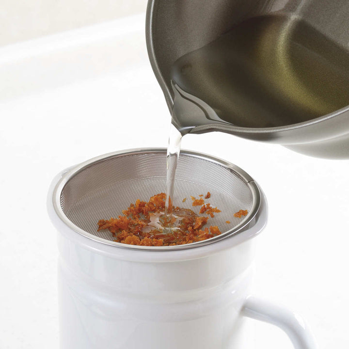 オイルポット 1L ピア・コローレ こし網付き ホーロー -5