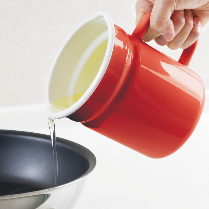 オイルポット 1L ピア・コローレ こし網付き ホーロー -6