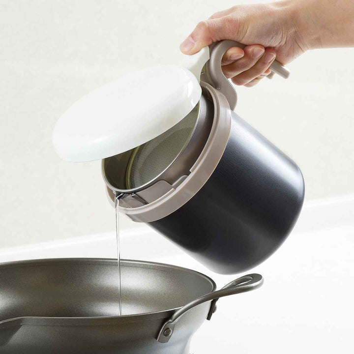 オイルポット 1.2L 天ぷら名人 きれいにこせるオイルポット -3