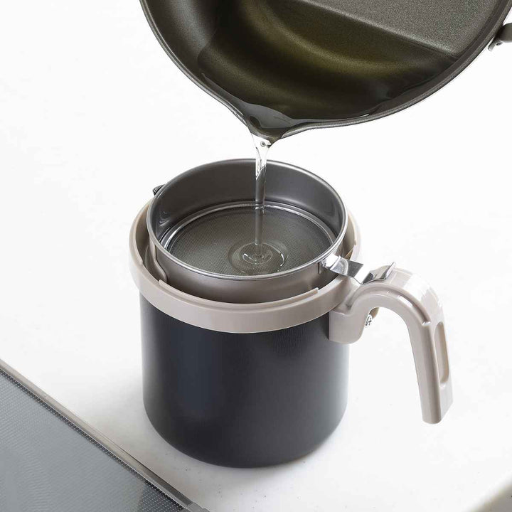 オイルポット 1L 活性炭フィルター1個付き 天ぷら名人 きれいにこせるオイルポット -4