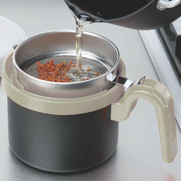 オイルポット 1L 活性炭フィルター1個付き 天ぷら名人 きれいにこせるオイルポット -6