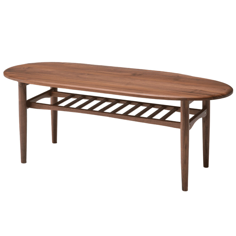 センターテーブル 幅120cm 木製 ラック 天然木 オーバル