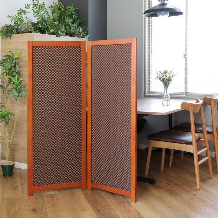 衝立 竹すだれ衝立 市松柄 2連 高さ135cm -6