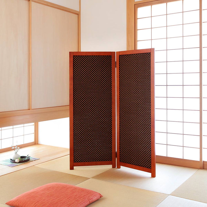 衝立 竹すだれ衝立 市松柄 2連 高さ135cm -7