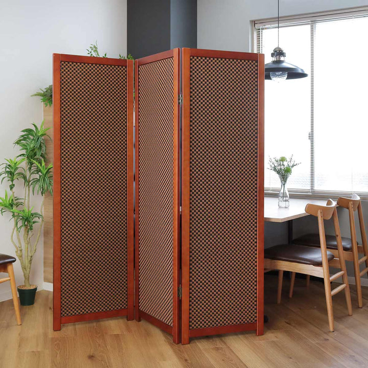 衝立 竹すだれ衝立 3連 市松柄 高さ170cm -6