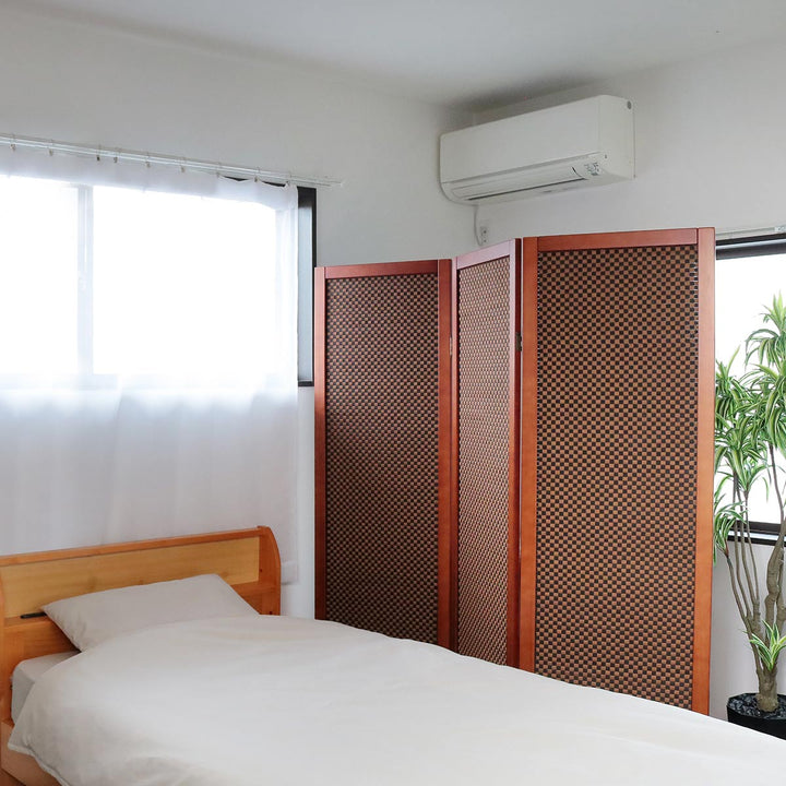 衝立 竹すだれ衝立 3連 市松柄 高さ170cm -8