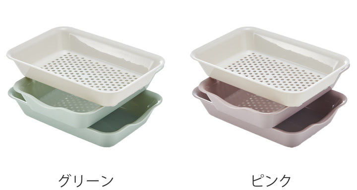 ザル&バット3点セット抗菌角型電子レンジ対応日本製Vat＆Colander2+1セット