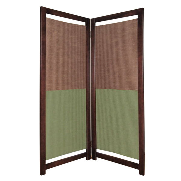 パーテーション リバーシブルパーテーション ダークブラウン＆グリーン 2連 高さ135cm -1