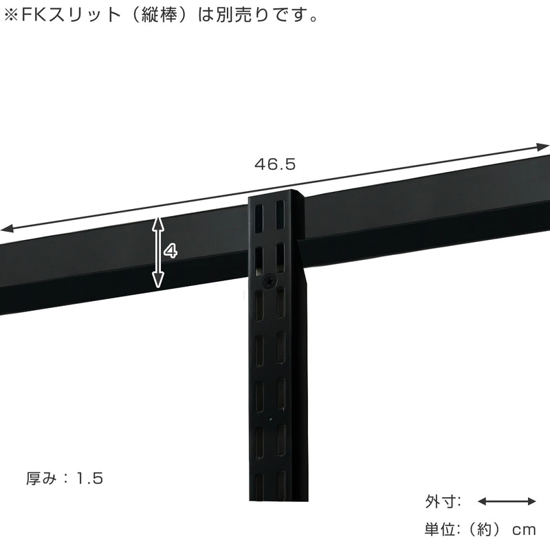 壁面収納 ＦＫレール 幅46.5cm フィットラック ブラック