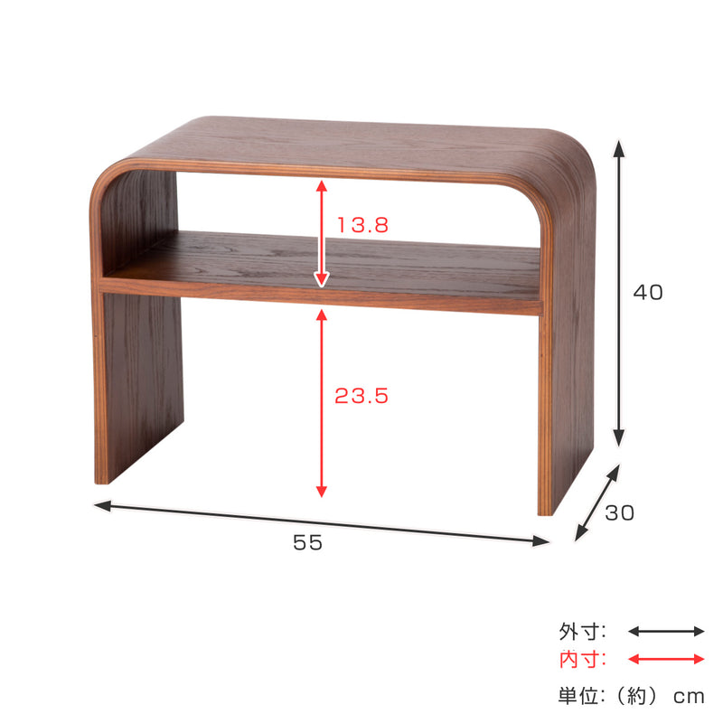 サイドテーブル3WAY木製ラックコの字幅55cm