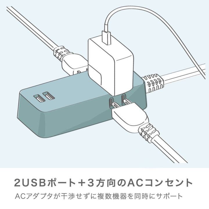 ３口コンセント1.5ｍUSBポート付ユートリムエル