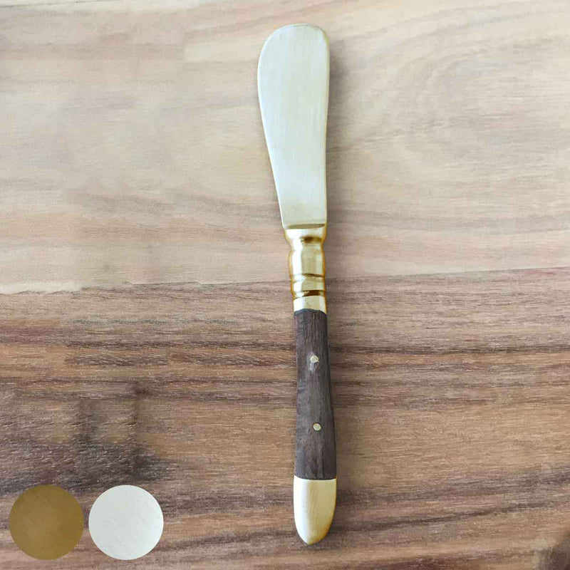 バターナイフ 13.5cm ブラスカトラリー ウッドハンドル 真鍮