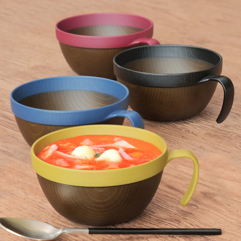 スープカップ 460ｍｌ MUSUBI 山中塗 プラスチック ダークブラウン