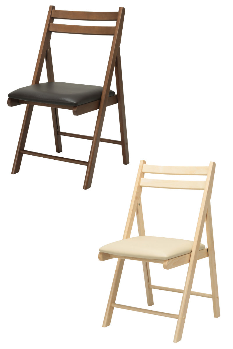 折りたたみ椅子木製レザー調クッション