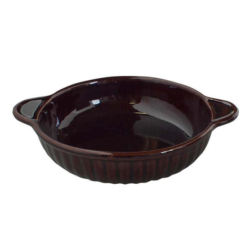 グラタン皿 一人用 丸 16cm 立筋 耐熱 陶器 萬古焼