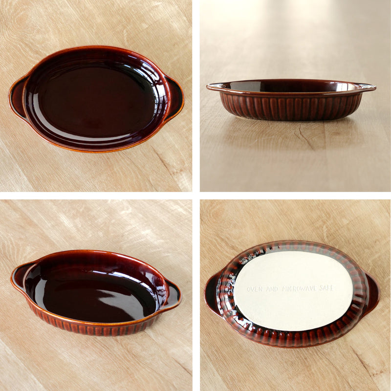 グラタン皿 オーバル 21cm 立筋 耐熱 陶器 萬古焼 -4