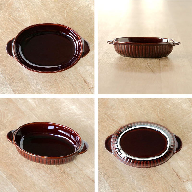 グラタン皿 オーバル 19cm 立筋 耐熱 陶器 萬古焼 -4