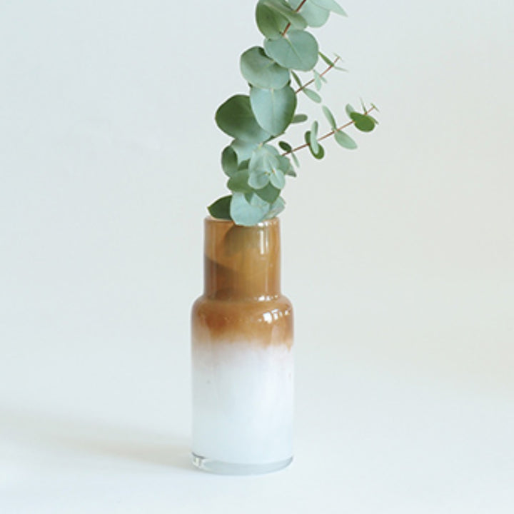 花瓶 DGボトルベース 直径7.5×高さ18cm ホワイトブラウン ガラス -6