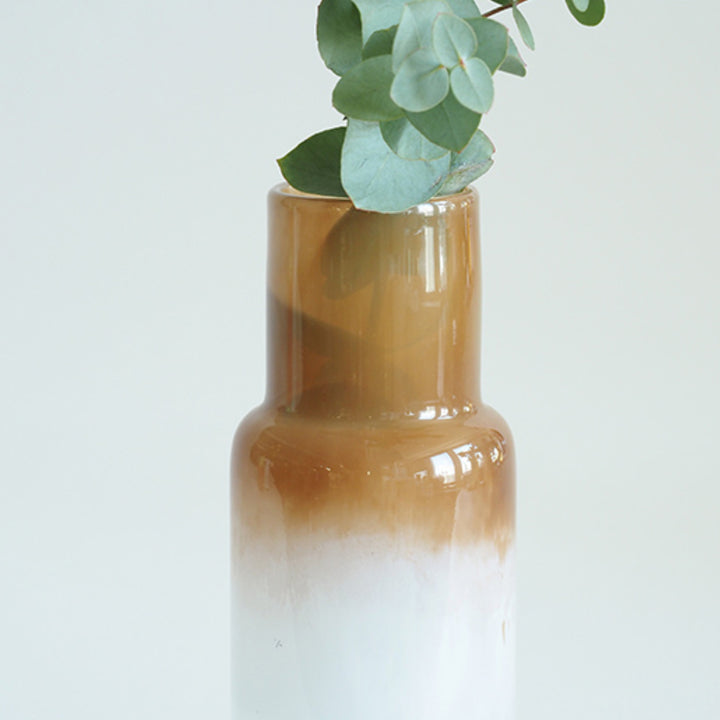 花瓶 DGボトルベース 直径7.5×高さ18cm ホワイトブラウン ガラス -7