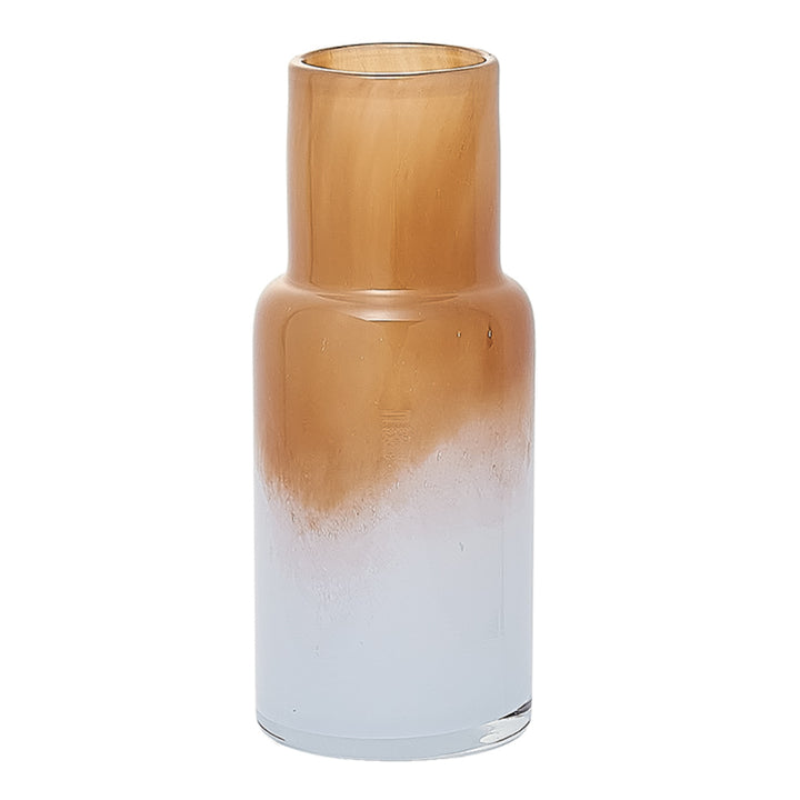 花瓶 DGボトルベース 直径7.5×高さ18cm ホワイトブラウン ガラス -1