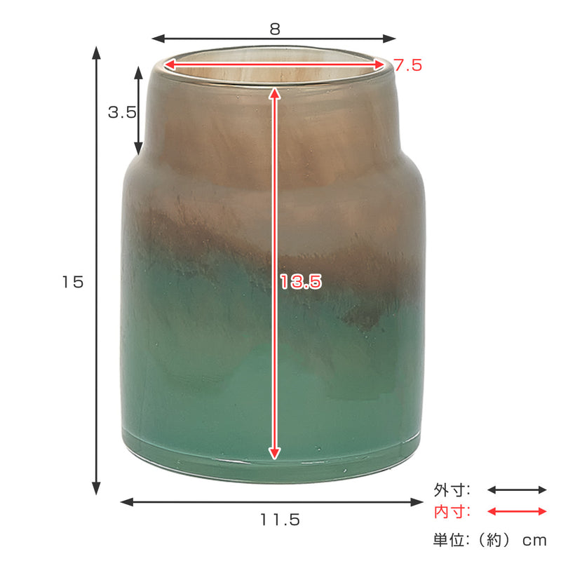 花瓶 DGボトルベース 直径11.5×高さ15cm グリーンブラウン ガラス