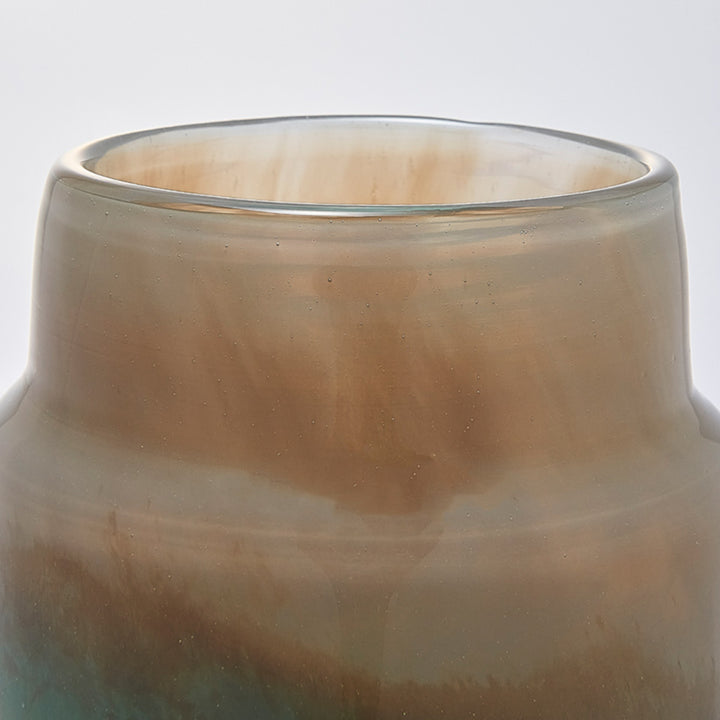 花瓶 DGボトルベース 直径11.5×高さ15cm グリーンブラウン ガラス -4