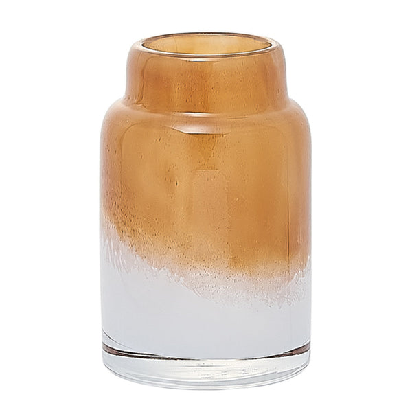 花瓶 DGボトルベース 直径7.5×高さ12cm ホワイトブラウン ガラス