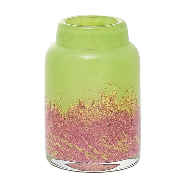 花瓶 DGボトルベース 直径7.5×高さ12cm ピンクグリーン ガラス