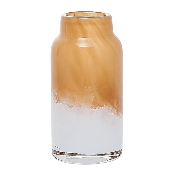 花瓶 DGボトルベース 直径7.5×高さ15.5cm ホワイトブラウン ガラス