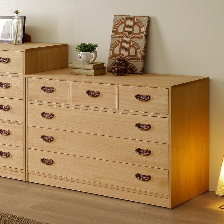 総桐隠しキャスター付チェスト4段柿渋染め日本製幅100cm