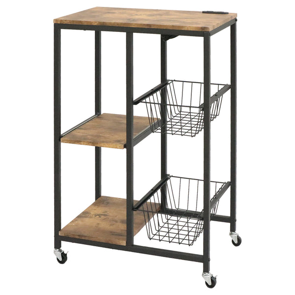 レンジラック ヴィンテージ調 スライドバスケット付 幅62cm