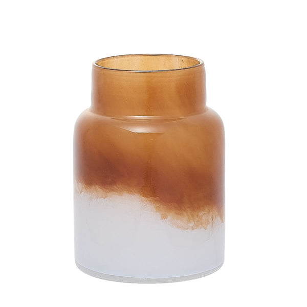 花瓶 DGボトルベース 直径13×高さ17.5cm ホワイトブラウン ガラス -1